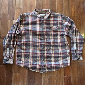 Legendary Whitetails Men Outdoor Performance Flannel Shirt Sz XL Red Yellow Gray